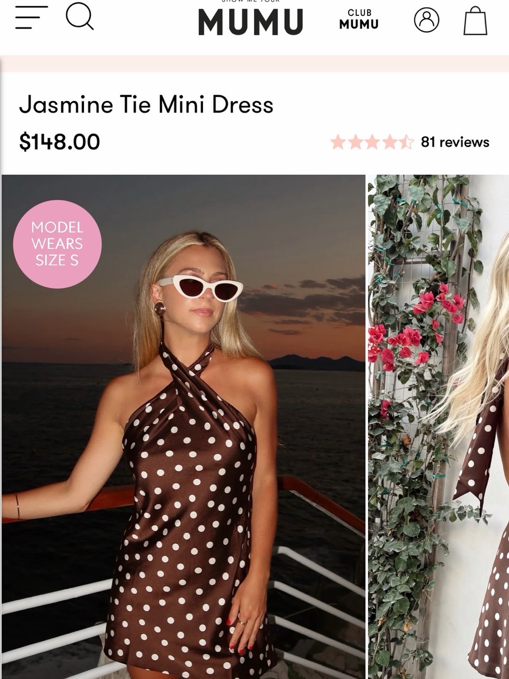 Show Me Your Mumu Jasmine Tie Mini Dress Brown Polka Dot Halter Size S NWOT